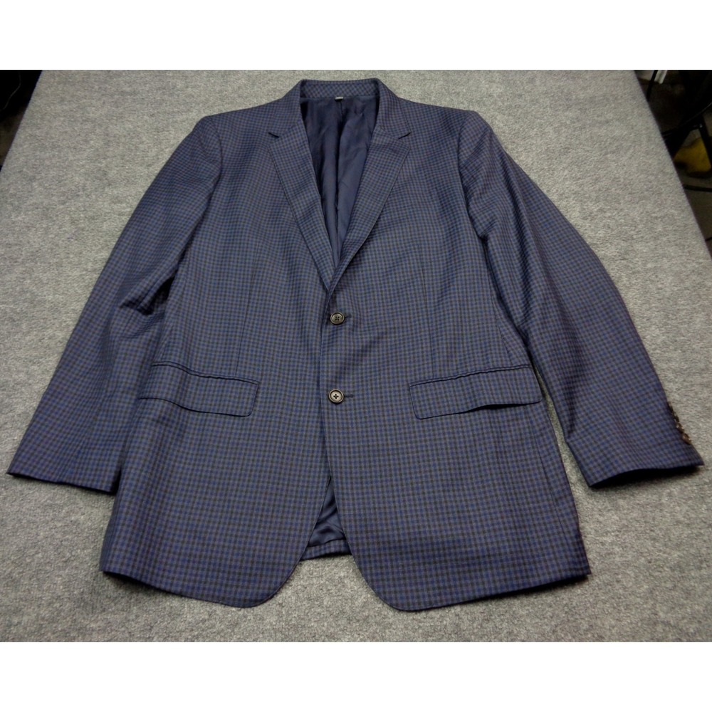 Bonobos Blazer Mens 44L Blue Guabello Legend Gingham Plaid Wool Coat